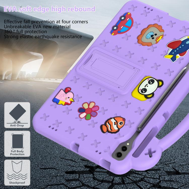 For Samsung Galaxy Tab S10 FE+ Handle Kickstand Children EVA Shockproof Tablet Case(Light Purple) by bashfashion