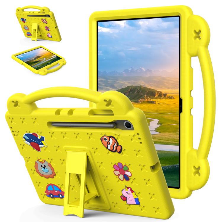 For Samsung Galaxy Tab S10 FE+ Handle Kickstand Children EVA Shockproof Tablet Case(Yellow) by bashfashion