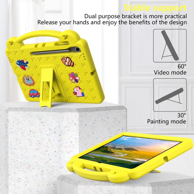 For Samsung Galaxy Tab S10 FE+ Handle Kickstand Children EVA Shockproof Tablet Case(Yellow) by bashfashion