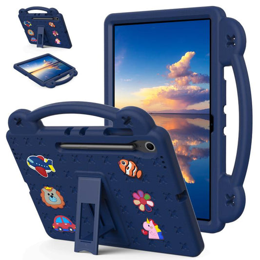 For Samsung Galaxy Tab S10 FE+ Handle Kickstand Children EVA Shockproof Tablet Case(Navy Blue) by bashfashion