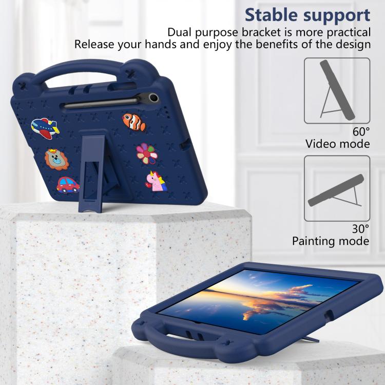 For Samsung Galaxy Tab S10 FE+ Handle Kickstand Children EVA Shockproof Tablet Case(Navy Blue) by bashfashion