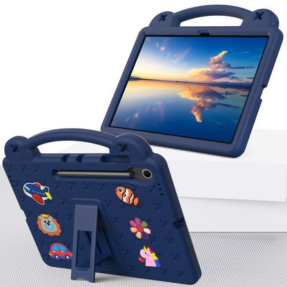 For Samsung Galaxy Tab S10 FE+ Handle Kickstand Children EVA Shockproof Tablet Case(Navy Blue) by bashfashion