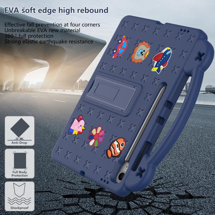 For Samsung Galaxy Tab S10 FE+ Handle Kickstand Children EVA Shockproof Tablet Case(Navy Blue) by bashfashion