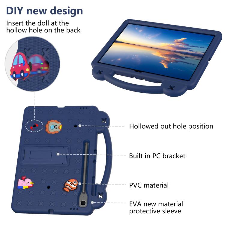 For Samsung Galaxy Tab S10 FE+ Handle Kickstand Children EVA Shockproof Tablet Case(Navy Blue) by bashfashion