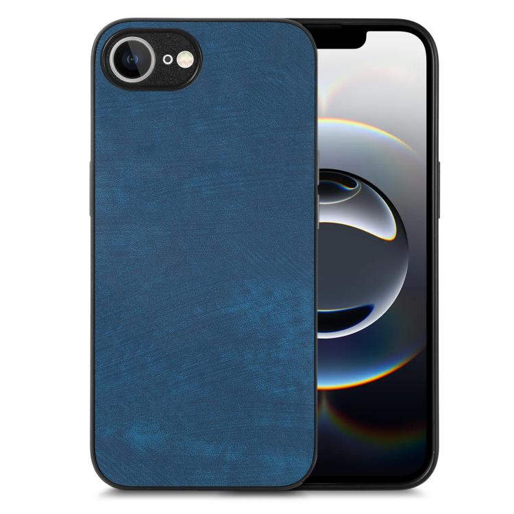 For iPhone 16e Vintage Leather PC Back Cover Phone Case(Blue) by bashfashion