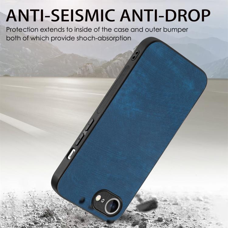 For iPhone 16e Vintage Leather PC Back Cover Phone Case(Blue) by bashfashion