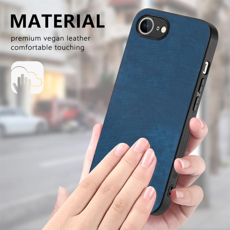 For iPhone 16e Vintage Leather PC Back Cover Phone Case(Blue) by bashfashion