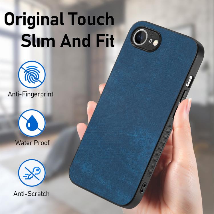 For iPhone 16e Vintage Leather PC Back Cover Phone Case(Blue) by bashfashion