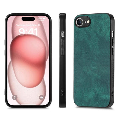 For iPhone 16e Vintage Leather PC Back Cover Phone Case(Green) by bashfashion