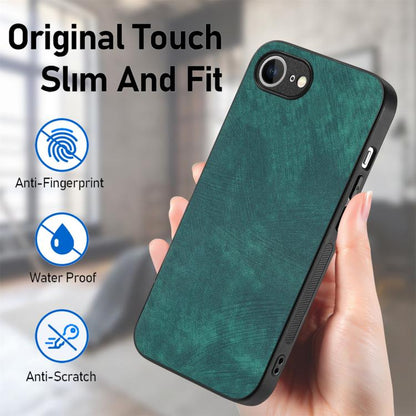 For iPhone 16e Vintage Leather PC Back Cover Phone Case(Green) by bashfashion