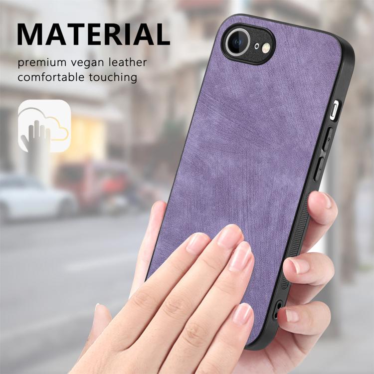 For iPhone 16e Vintage Leather PC Back Cover Phone Case(Purple) by bashfashion