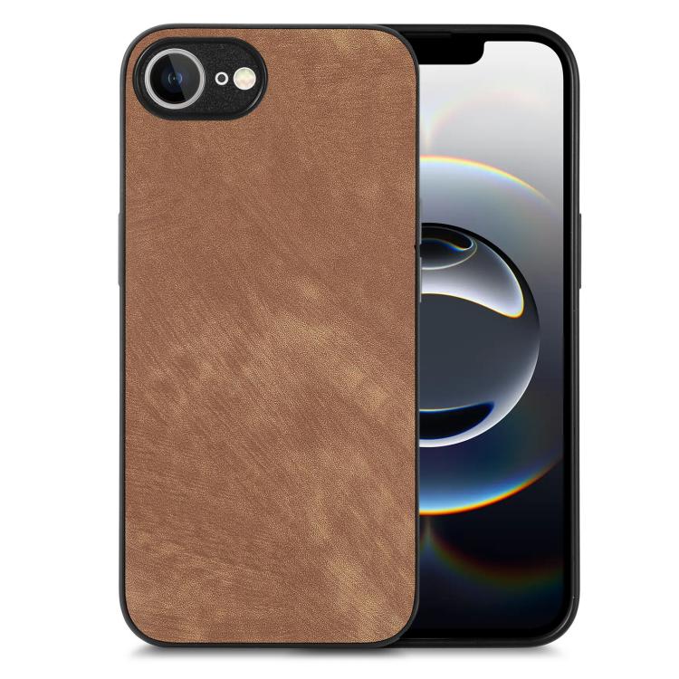 For iPhone 16e Vintage Leather PC Back Cover Phone Case(Brown) by bashfashion