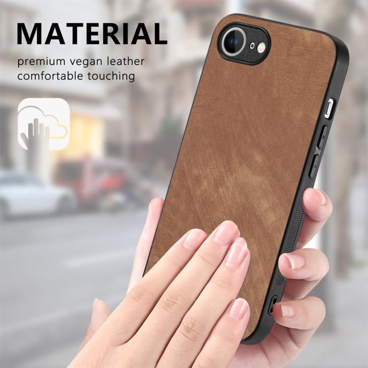 For iPhone 16e Vintage Leather PC Back Cover Phone Case(Brown) by bashfashion
