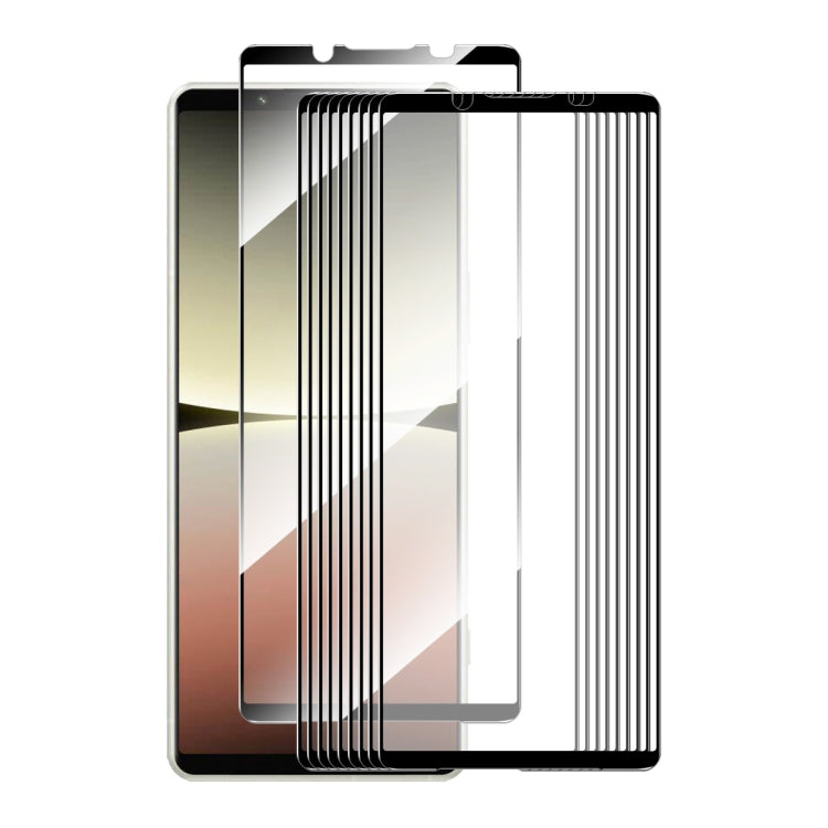 For Sony Xperia 5 V 10pcs ENKAY Full Glue High Aluminum-silicon Tempered Glass Film by ENKAY