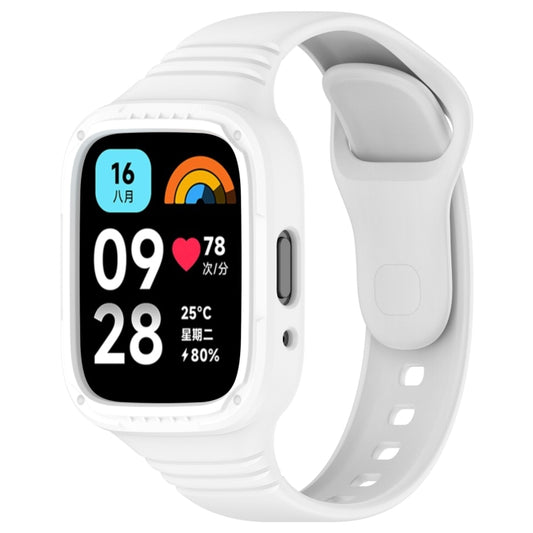 For Redmi Watch 3 Active Integrated Fully Enclosed Silicone Watch Band(White) by bashfashion