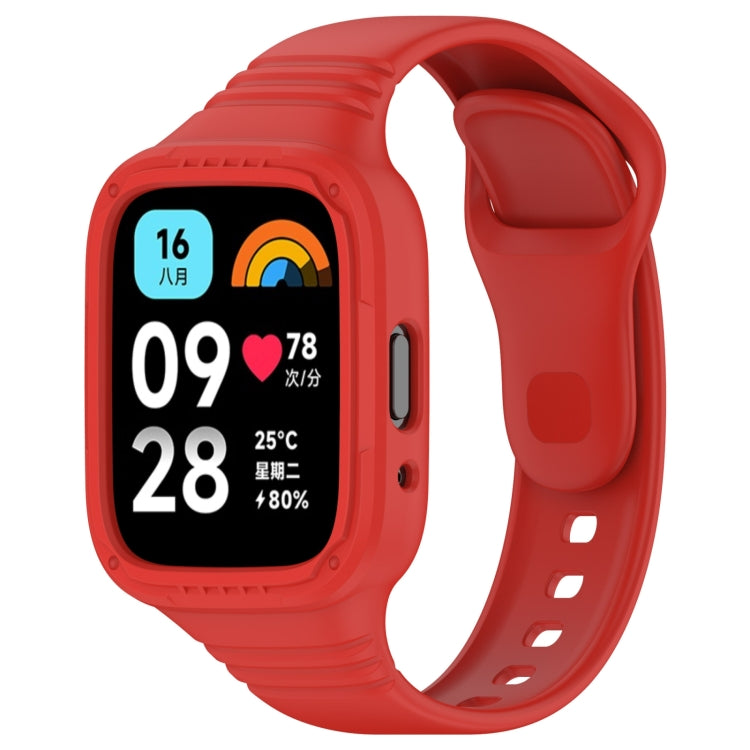 For Redmi Watch 3 Active Integrated Fully Enclosed Silicone Watch Band(Red) by bashfashion