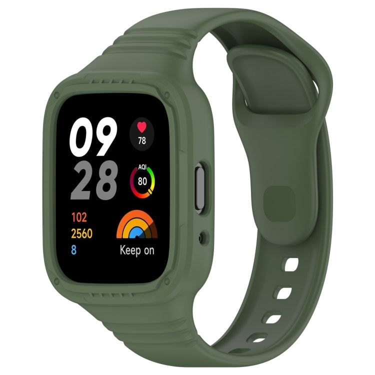 For Redmi Watch 3 Lite Integrated Fully Enclosed Silicone Watch Band(Dark Green) by bashfashion