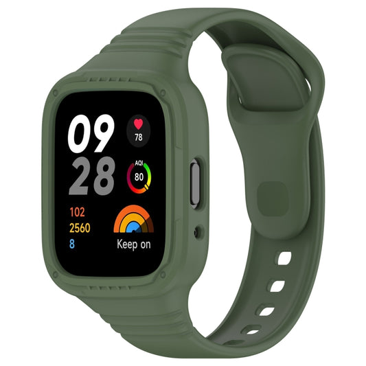 For Redmi Watch 3 Lite Integrated Fully Enclosed Silicone Watch Band(Dark Green) by bashfashion
