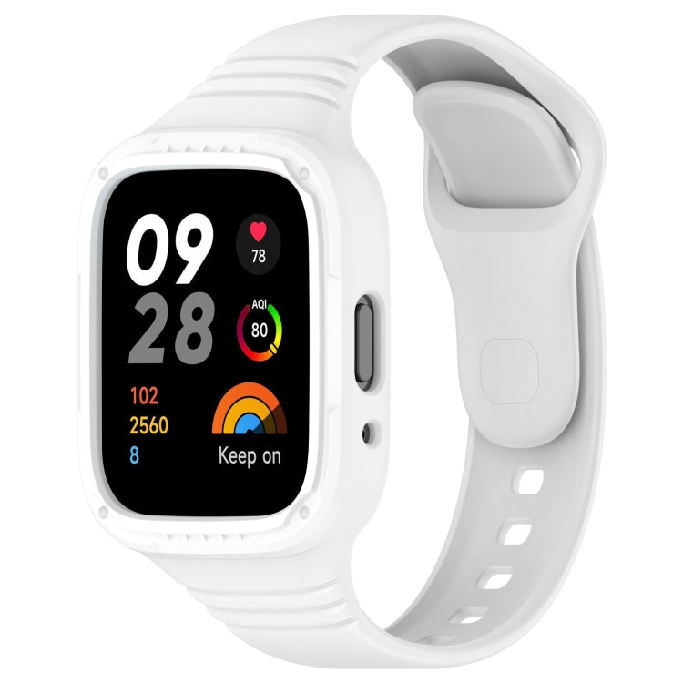 For Redmi Watch 3 Lite Integrated Fully Enclosed Silicone Watch Band(White) by bashfashion