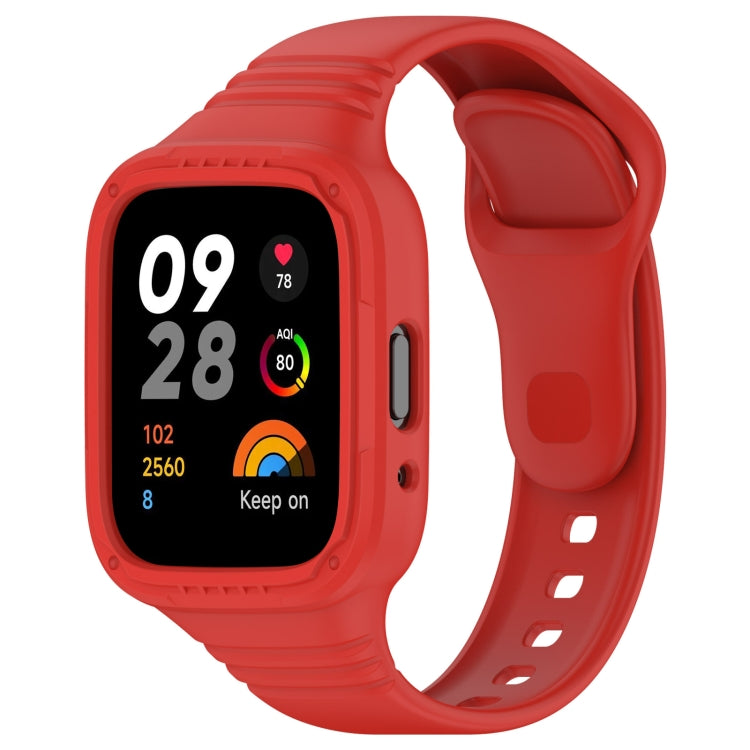 For Redmi Watch 3 Lite Integrated Fully Enclosed Silicone Watch Band(Red) by bashfashion