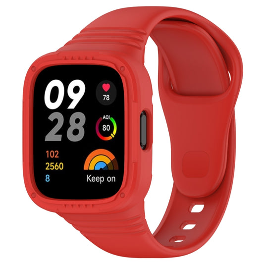 For Redmi Watch 3 Integrated Fully Enclosed Silicone Watch Band(Red) by bashfashion