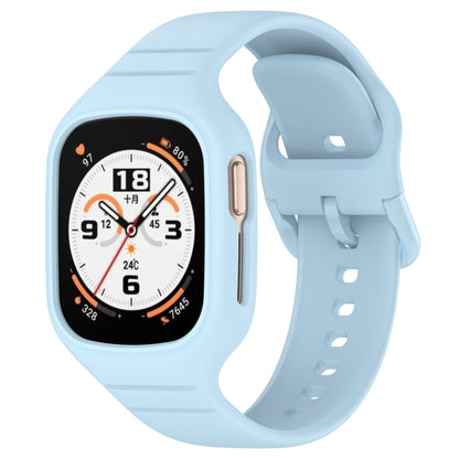 For Honor Watch 4 Integrated Fully Enclosed Silicone Watch Band(Light Blue) by bashfashion