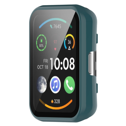 For Huawei Watch Fit New PC + 9H Tempered Film Integrated Watch Protective Case(Green) by bashfashion