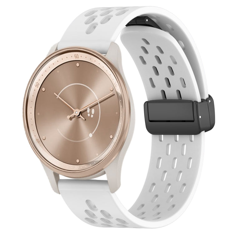 For GarminMove Trend 20mm Folding Magnetic Clasp Silicone Watch Band(White) by bashfashion