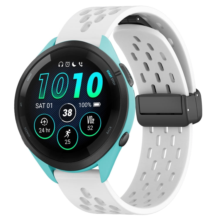 For Garmin Forerunner 265 22mm Folding Magnetic Clasp Silicone Watch Band(White) by bashfashion