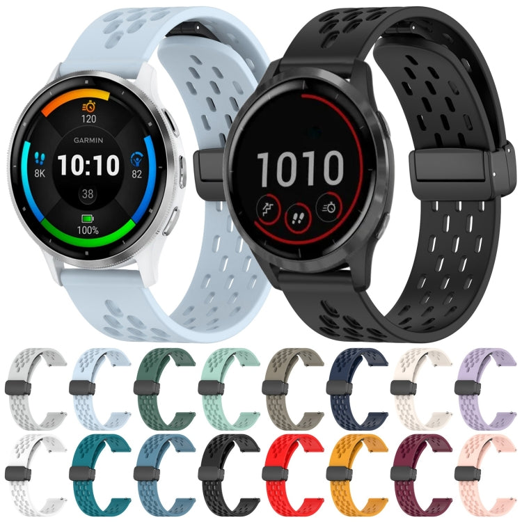 For Garmin Forerunner 265 22mm Folding Magnetic Clasp Silicone Watch Band(White) by bashfashion