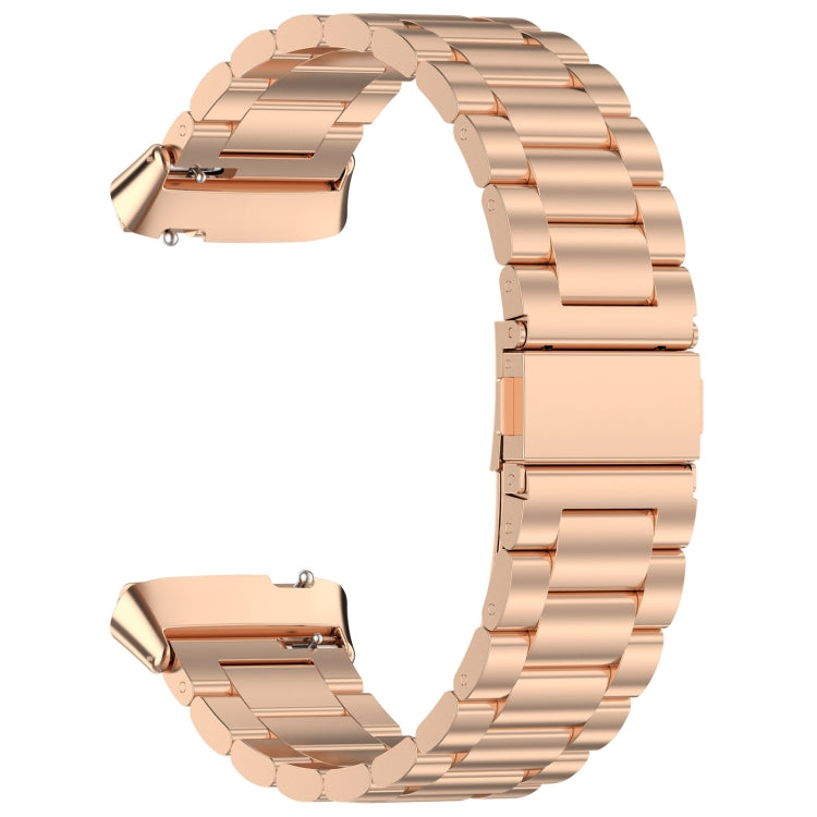 For Redmi Watch 3 Lite Three Bead Stainless Steel Metal Watch Band(Rose Gold) by bashfashion