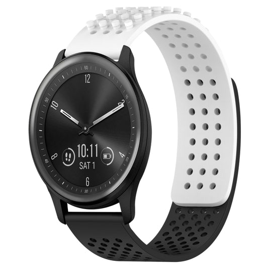 For GarminMove Trend 20mm Holes Breathable 3D Dots Silicone Watch Band(White+Black) by bashfashion