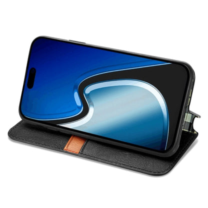 For iPhone 15 Cubic Grid Pressed Magnetic Leather Phone Case(Black) by bashfashion