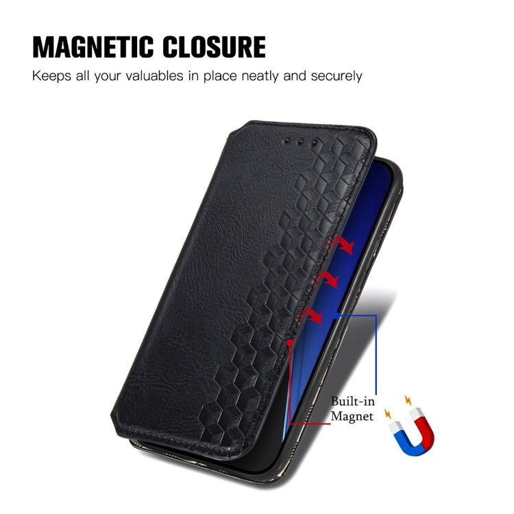 For iPhone 15 Cubic Grid Pressed Magnetic Leather Phone Case(Black) by bashfashion