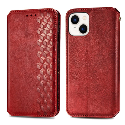 For iPhone 15 Cubic Grid Pressed Magnetic Leather Phone Case(Red) by bashfashion