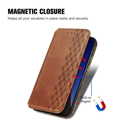 For iPhone 15 Cubic Grid Pressed Magnetic Leather Phone Case(Brown) by bashfashion