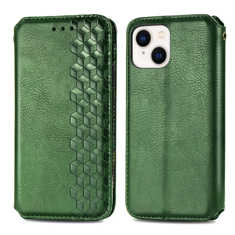 For iPhone 15 Cubic Grid Pressed Magnetic Leather Phone Case(Green) by bashfashion