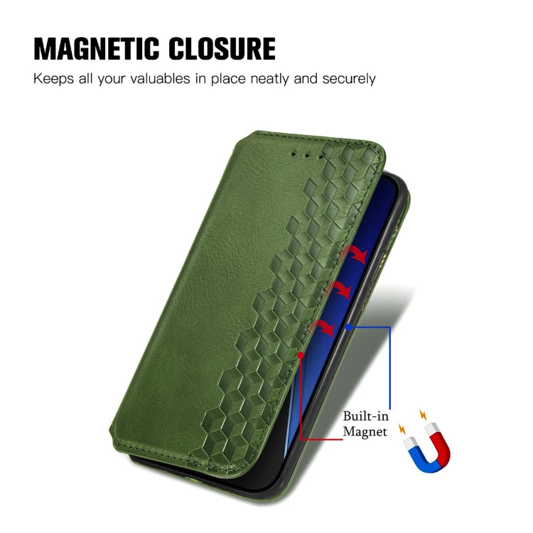 For iPhone 15 Cubic Grid Pressed Magnetic Leather Phone Case(Green) by bashfashion