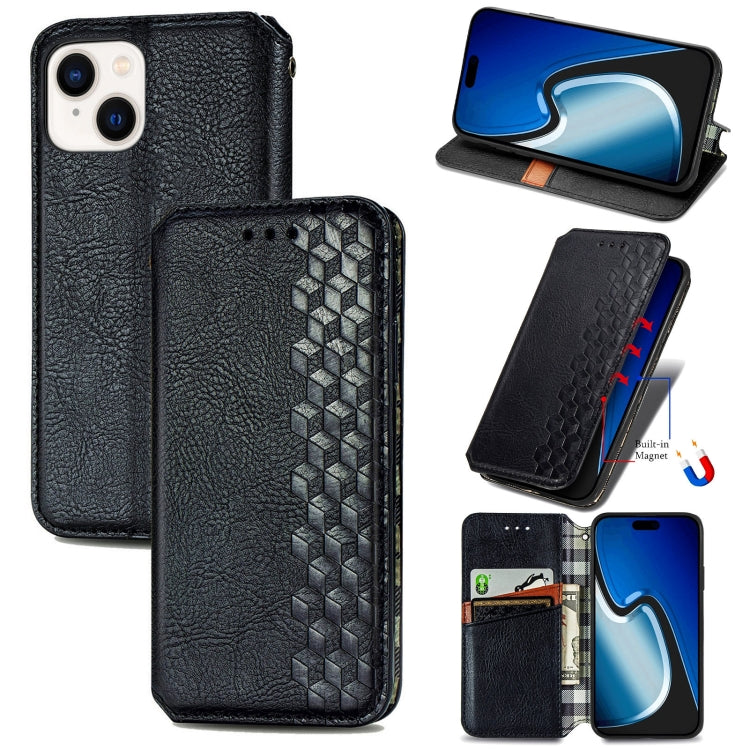 For iPhone 15 Pro Cubic Grid Pressed Magnetic Leather Phone Case(Black) by bashfashion