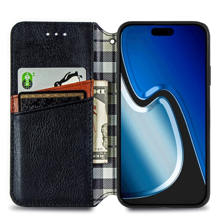 For iPhone 15 Pro Cubic Grid Pressed Magnetic Leather Phone Case(Black) by bashfashion