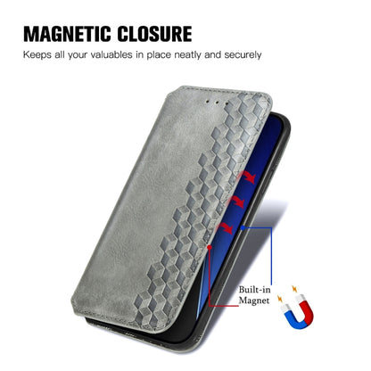 For iPhone 15 Pro Cubic Grid Pressed Magnetic Leather Phone Case(Grey) by bashfashion
