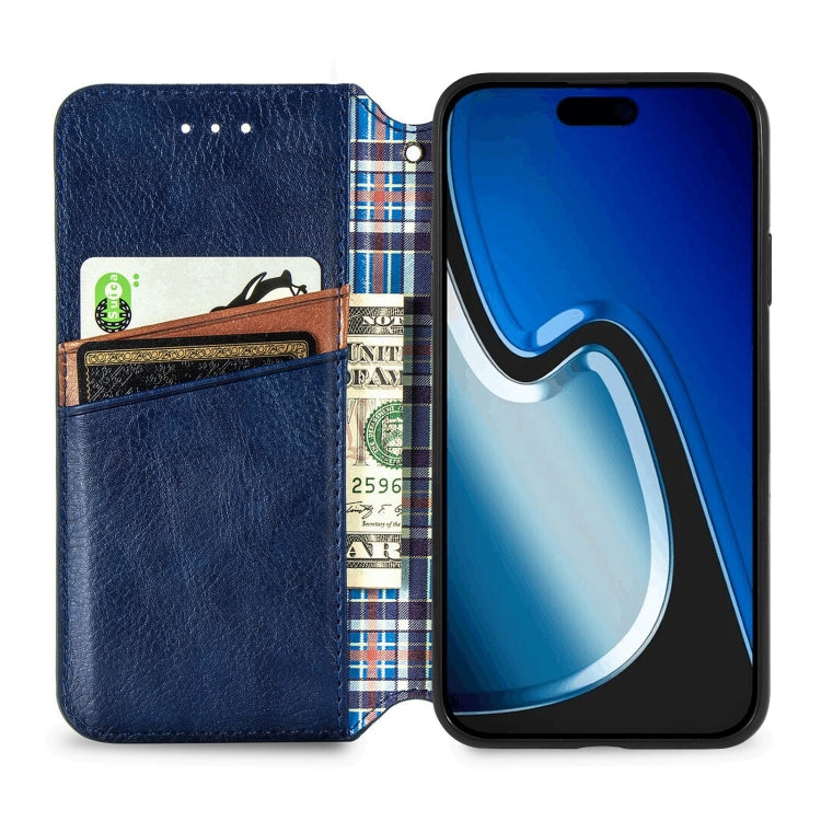 For iPhone 15 Pro Cubic Grid Pressed Magnetic Leather Phone Case(Blue) by bashfashion