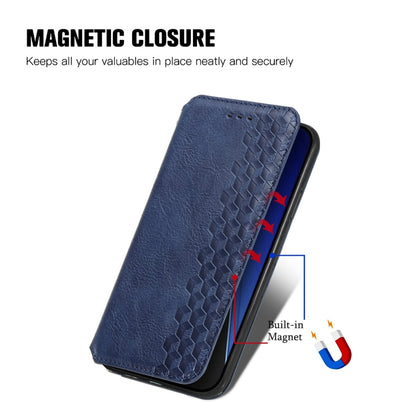 For iPhone 15 Pro Cubic Grid Pressed Magnetic Leather Phone Case(Blue) by bashfashion