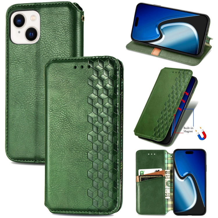 For iPhone 15 Pro Cubic Grid Pressed Magnetic Leather Phone Case(Green) by bashfashion