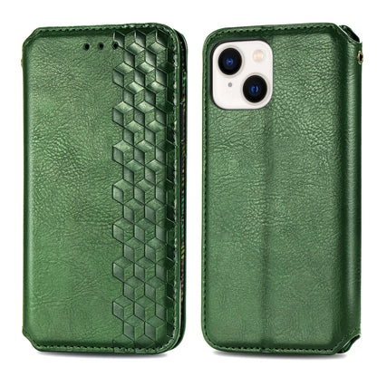 For iPhone 15 Pro Cubic Grid Pressed Magnetic Leather Phone Case(Green) by bashfashion