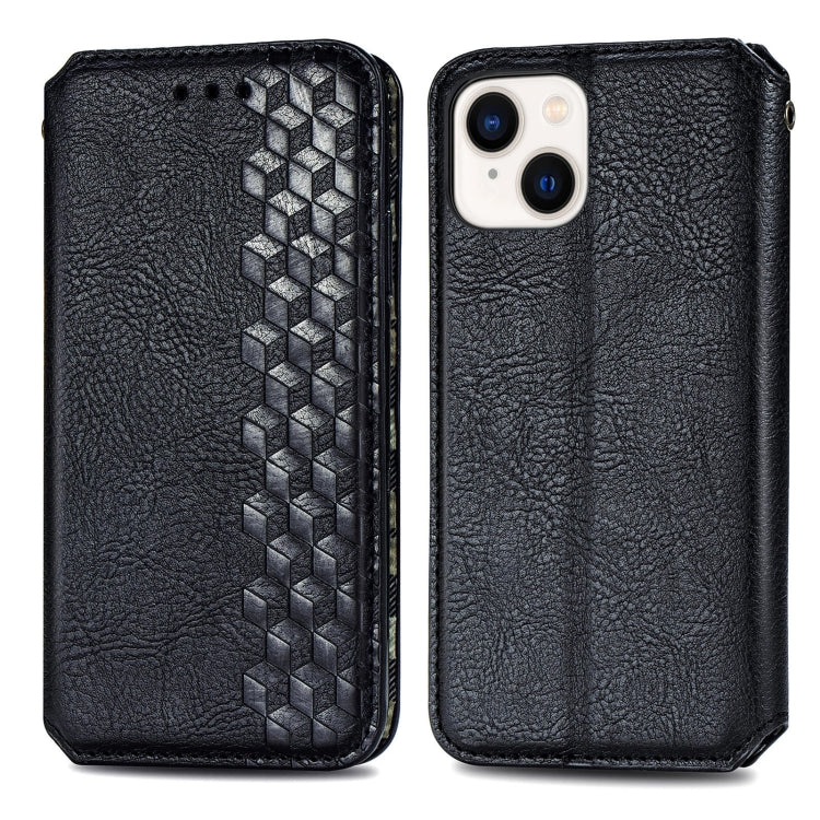 For iPhone 15 Plus Cubic Grid Pressed Magnetic Leather Phone Case(Black) by bashfashion