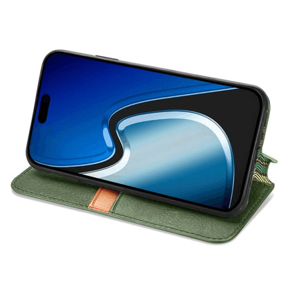 For iPhone 15 Plus Cubic Grid Pressed Magnetic Leather Phone Case(Green) by bashfashion