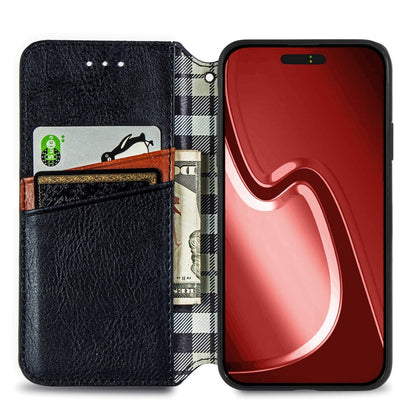 For iPhone 15 Pro Max Cubic Grid Pressed Magnetic Leather Phone Case(Black) by bashfashion