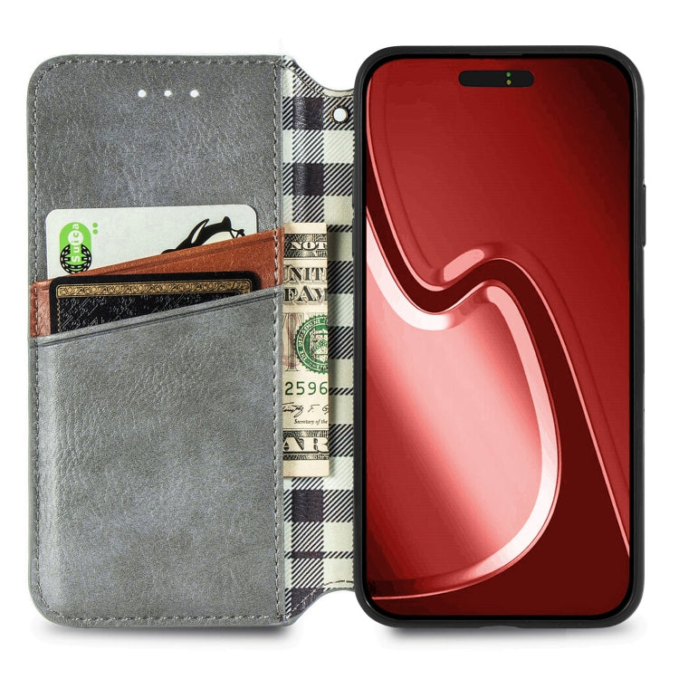 For iPhone 15 Pro Max Cubic Grid Pressed Magnetic Leather Phone Case(Grey) by bashfashion