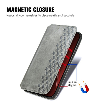 For iPhone 15 Pro Max Cubic Grid Pressed Magnetic Leather Phone Case(Grey) by bashfashion